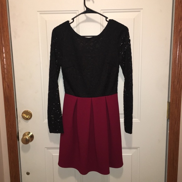 black and burgundy dress